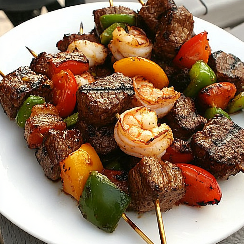 Mouthwatering Grilled Steak & Shrimp Kabobs Recipe